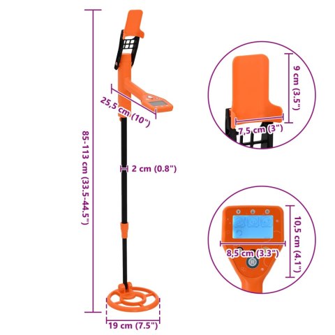 VidaXL Wykrywacz metali z wyświetlaczem LCD 2 modele 19 cm cewka żółty