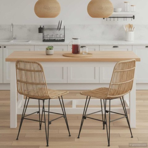 VidaXL Krzesło jadalniane 2 pcs naturalny 41 x 55 x 85 cm