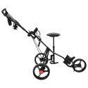 VidaXL Wózek golfowy z siedziskiem Czarny 95 x 69 x 114 cm Żelazo