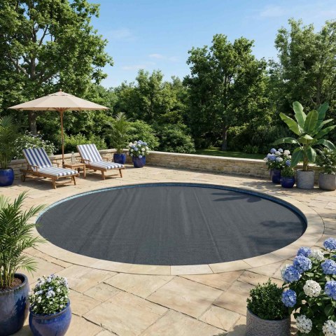 VidaXL Pokrywa Basenowa Ekstra Ciężka Czarny Ø 455 cm 0,4 mm PE