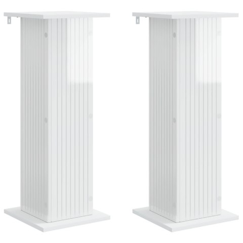 VidaXL Stojak na rośliny 2 pcs Biały wysoki połysk 30,5 x 30 x 80,5 cm