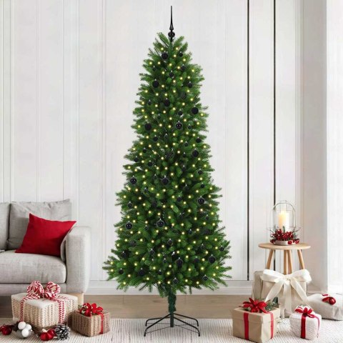 VidaXL Choinka z 300 diodami LED z podstawą Zielony 240 cm PE