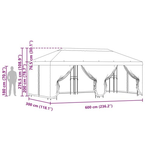 VidaXL Altana z bokami 6 x 3 m Ciemnoszary Poliester i Stal 190