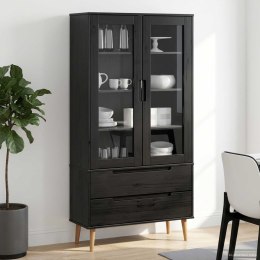 VidaXL Witryna Szklana Czarny 90 x 35 x 175 cm