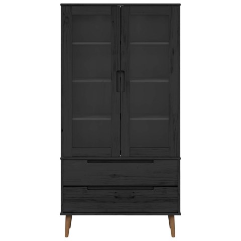 VidaXL Witryna Szklana Czarny 90 x 35 x 175 cm