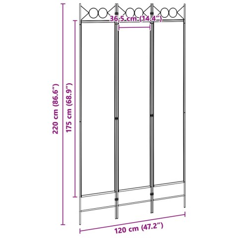 3-PANELOWY PARAWAN BEŻOWY 120X220CM TKANINA