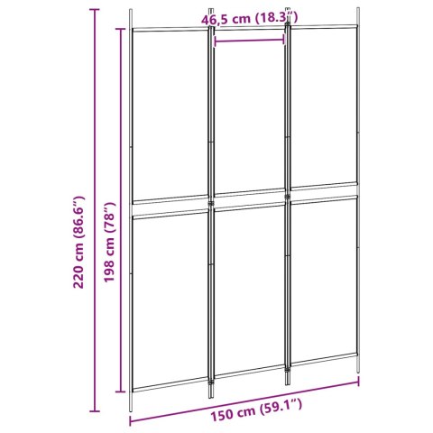 3-PANELOWY PARAWAN BEŻOWY 150X220CM TKANINA