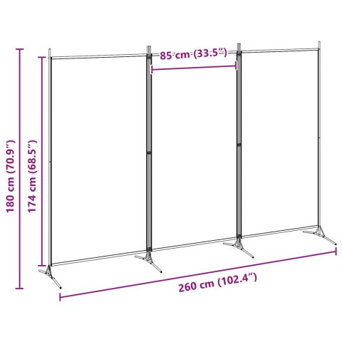 3-PANELOWY PARAWAN BEŻOWY 260X180CM TKANINA