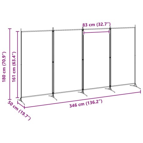 4-PANELOWY PARAWAN BEŻOWY 346X180CM TKANINA