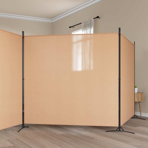 4-PANELOWY PARAWAN BEŻOWY 525X180CM TKANINA