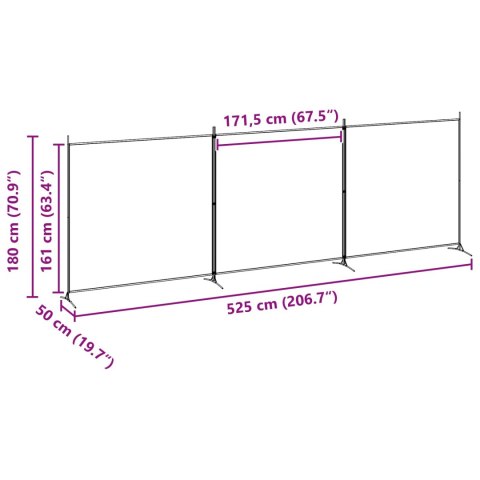4-PANELOWY PARAWAN BEŻOWY 525X180CM TKANINA