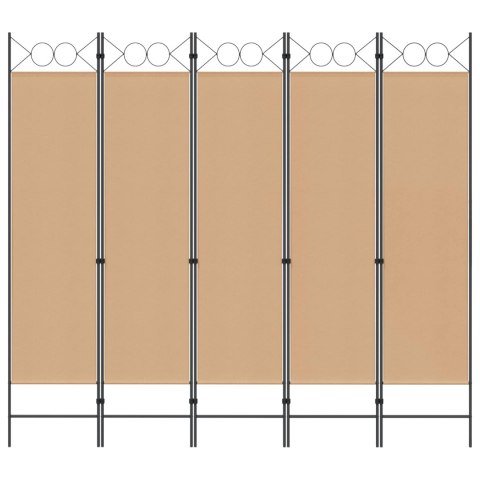 5-PANELOWY PARAWAN BEŻOWY 200X180CM TKANINA