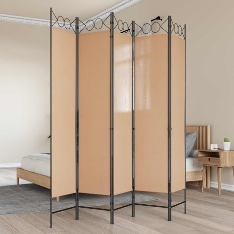 5-PANELOWY PARAWAN BEŻOWY 200X200CM TKANINA