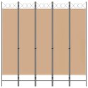 5-PANELOWY PARAWAN BEŻOWY 200X200CM TKANINA