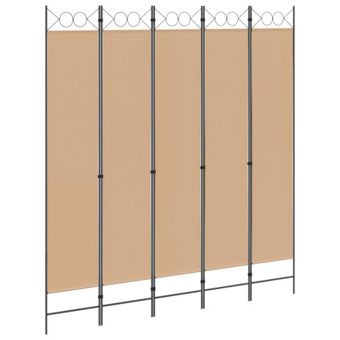 5-PANELOWY PARAWAN BEŻOWY 200X220CM TKANINA