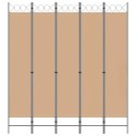 5-PANELOWY PARAWAN BEŻOWY 200X220CM TKANINA