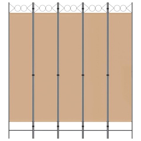 5-PANELOWY PARAWAN BEŻOWY 200X220CM TKANINA