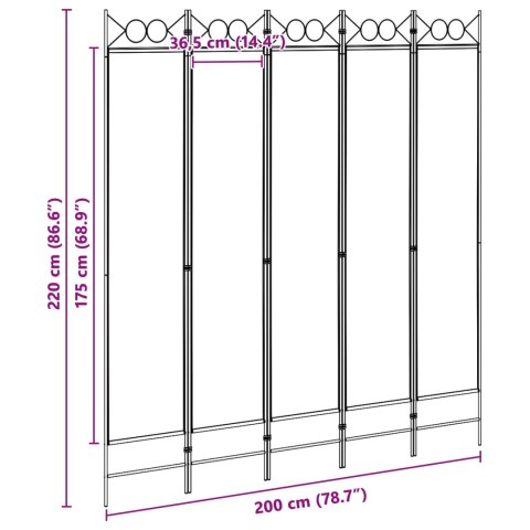 5-PANELOWY PARAWAN BEŻOWY 200X220CM TKANINA
