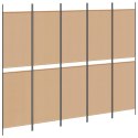 5-PANELOWY PARAWAN BEŻOWY 250X200CM TKANINA