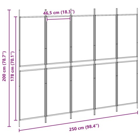 5-PANELOWY PARAWAN BEŻOWY 250X200CM TKANINA