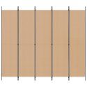 5-PANELOWY PARAWAN BEŻOWY 250X220CM TKANINA
