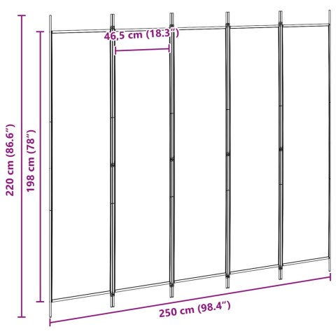 5-PANELOWY PARAWAN BEŻOWY 250X220CM TKANINA