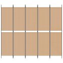 5-PANELOWY PARAWAN BEŻOWY 250X220CM TKANINA