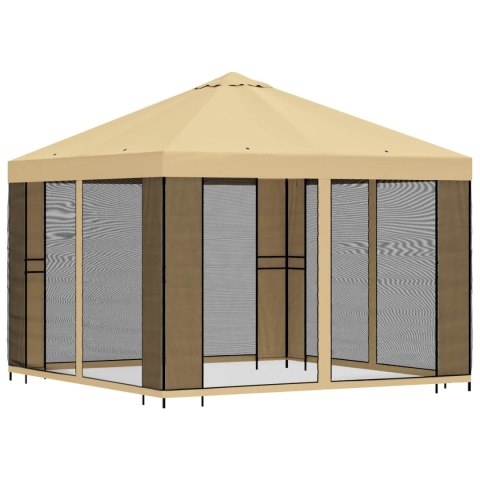 VidaXL Altana ogrodowa ze ścianami bocznymi 3 x 3 m kremowy