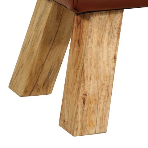 VidaXL Kozioł gimnastyczny, brązowy, 110 cm, skóra i lite drewno mango