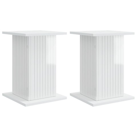VidaXL Stojak na rośliny 2 pcs Biały wysoki połysk 30,5 x 30 x 43 cm
