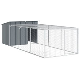 VidaXL Domek dla psa z wybiegiem antracytowy 153x396x110 cm ocynkowana stal