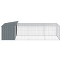VidaXL Domek dla psa z wybiegiem antracytowy 153x396x110 cm ocynkowana stal