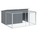 DOMEK DLA PSA Z WYBIEGIEM ANTRACYTOWY 197X194X110CM OCYNKOWANA STAL