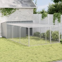 VidaXL Domek dla psa z wybiegiem antracytowy 197x396x110 cm ocynkowana stal