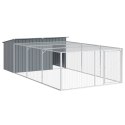 VidaXL Domek dla psa z wybiegiem antracytowy 197x396x110 cm ocynkowana stal