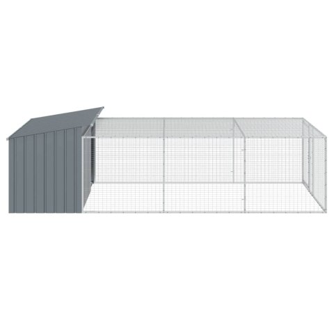 VidaXL Domek dla psa z wybiegiem antracytowy 197x396x110 cm ocynkowana stal