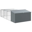 VidaXL Domek dla psa z wybiegiem antracytowy 197x396x110 cm ocynkowana stal