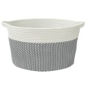 VidaXL Kosz do przechowywania, szaro-biały, Ø40x25 cm, bawełna