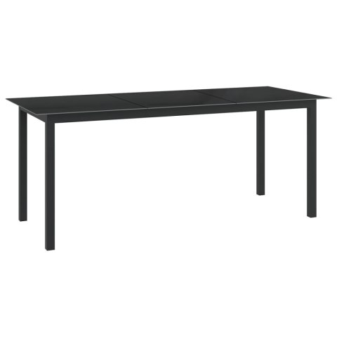 VidaXL Stół ogrodowy, czarny, 190x90x74 cm, aluminium i szkło