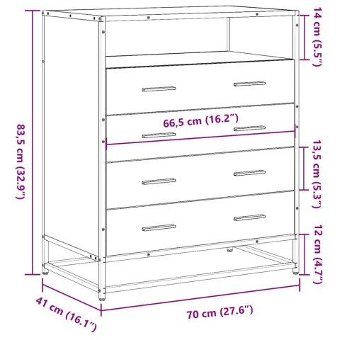 VidaXL Komoda, przydymiony dąb, 70x41x83,5 cm, materiał drewnopochodny