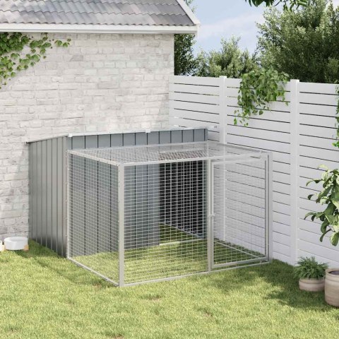 VidaXL Domek dla psa z wybiegiem antracytowy 153x194x110 cm ocynkowana stal