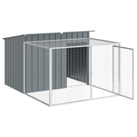 VidaXL Domek dla psa z wybiegiem antracytowy 153x194x110 cm ocynkowana stal