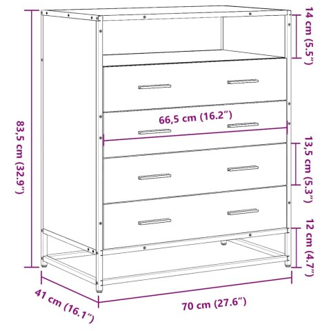 VidaXL Komoda, dąb sonoma, 70x41x83,5 cm, materiał drewnopochodny