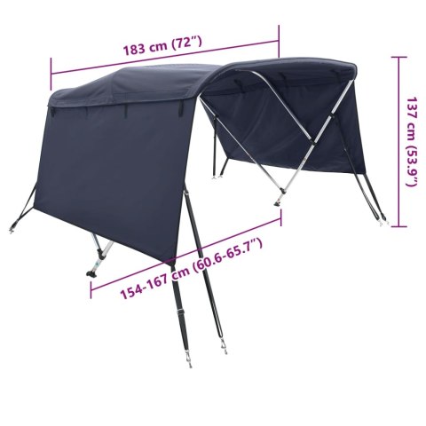 VidaXL Daszek bimini ze ściankami, 3 pałąki, 183x(154-167)x137 cm