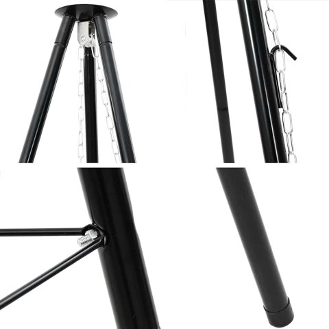 VidaXL Tripod na ognisko 2 pcs Czarny Stal