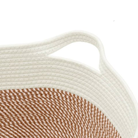 VidaXL Kosz do przechowywania, brązowo-biały, Ø40x25 cm, bawełna